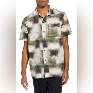 Mens Saturday NYC Green and Off-White Alpons Glass Shirt Size M